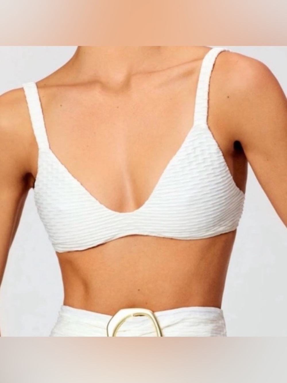Gigi C NWT Shay Pearl White Textured Bikini Top Size XL